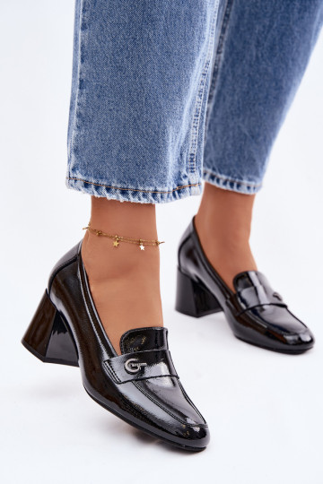 Leather Patent Women's Heeled Shoes Vinceza 18119 Black 2