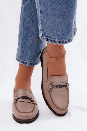 Women's Leather Loafers Vinceza 18132 Beige