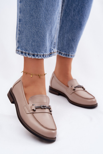 Women's Leather Loafers Vinceza 18132 Beige 2