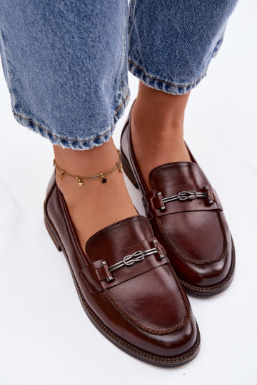 Women's Leather Loafers Vinceza 18132 Brown