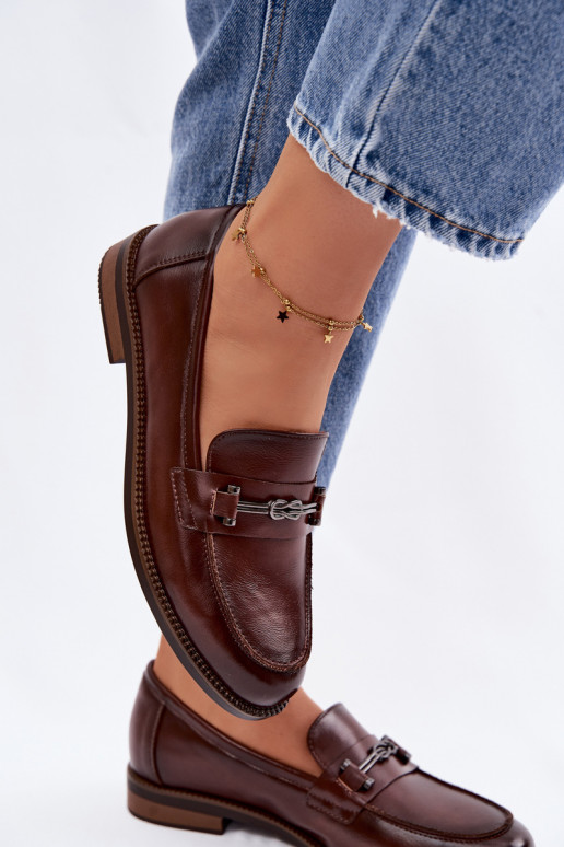 Women's Leather Loafers Vinceza 18132 Brown