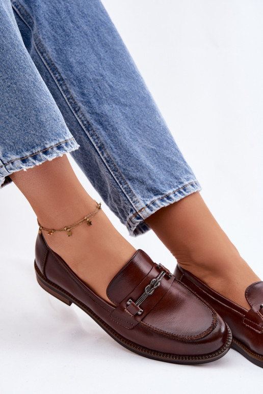 Women's Leather Loafers Vinceza 18132 Brown