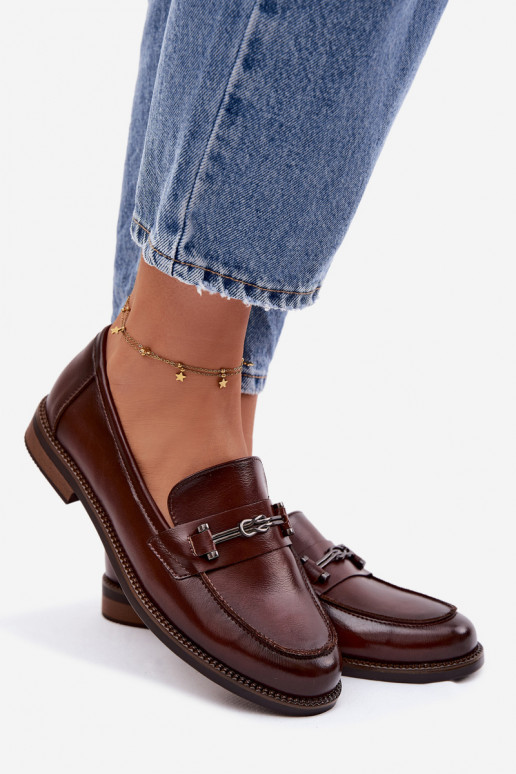Women's Leather Loafers Vinceza 18132 Brown