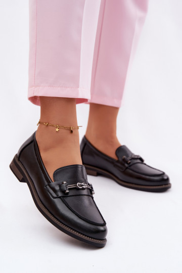 Women's Leather Moccasins Vinceza 18132 Black