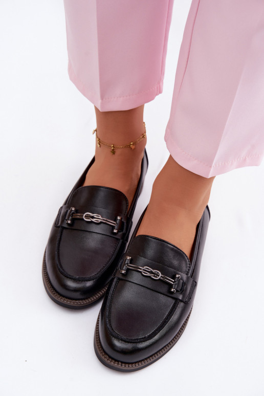 Women's Leather Moccasins Vinceza 18132 Black