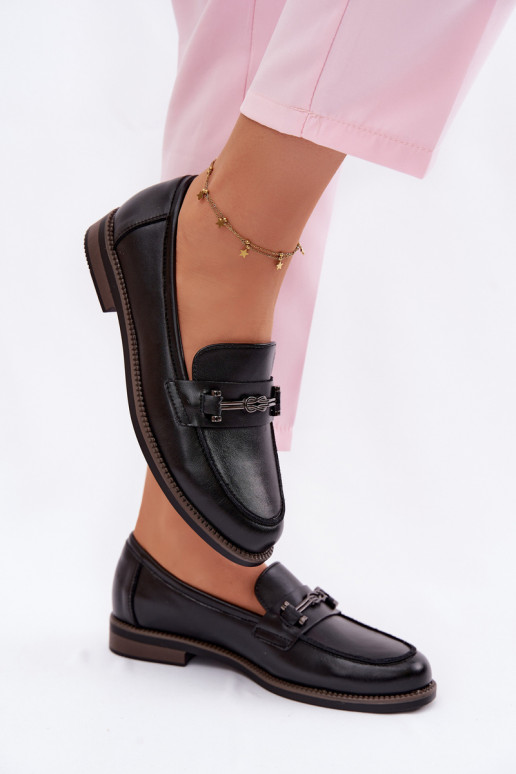 Women's Leather Moccasins Vinceza 18132 Black