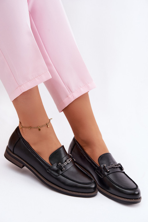 Women's Leather Moccasins Vinceza 18132 Black