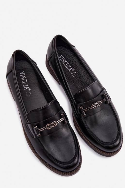 Women's Leather Moccasins Vinceza 18132 Black