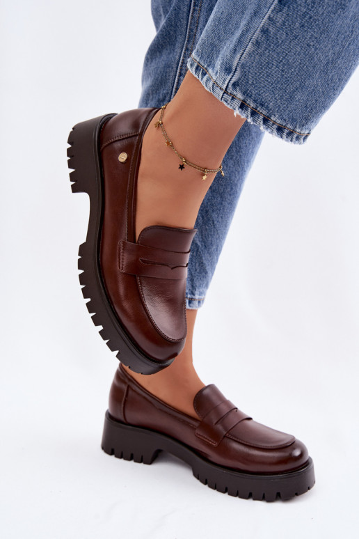 Vinceza Leather Women's Loafers 18125 Brown