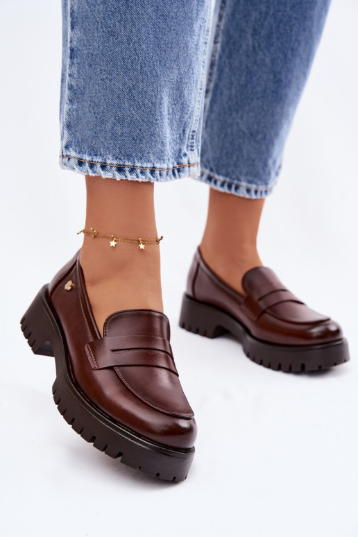 Vinceza Leather Women's Loafers 18125 Brown