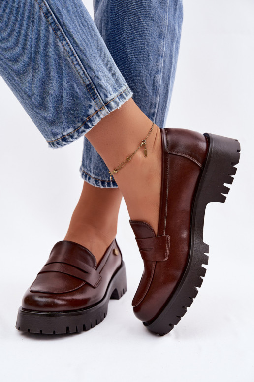 Vinceza Leather Women's Loafers 18125 Brown