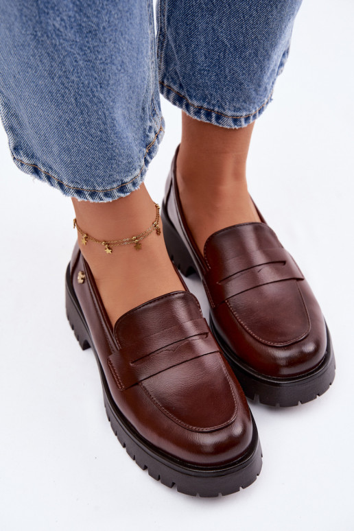 Vinceza Leather Women's Loafers 18125 Brown