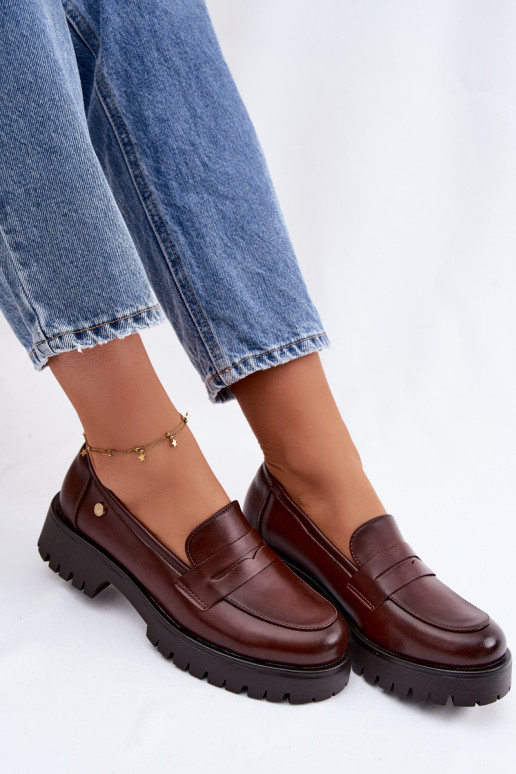 Vinceza Leather Women's Loafers 18125 Brown