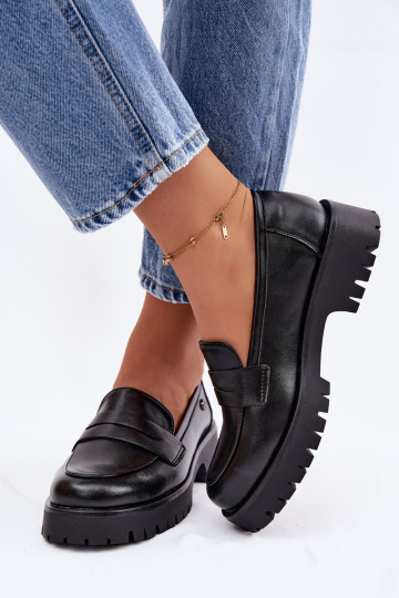 Leather Women's Moccasins Vinceza 18125 Black