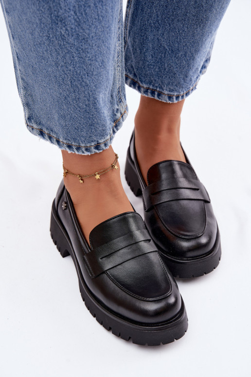 Leather Women's Moccasins Vinceza 18125 Black