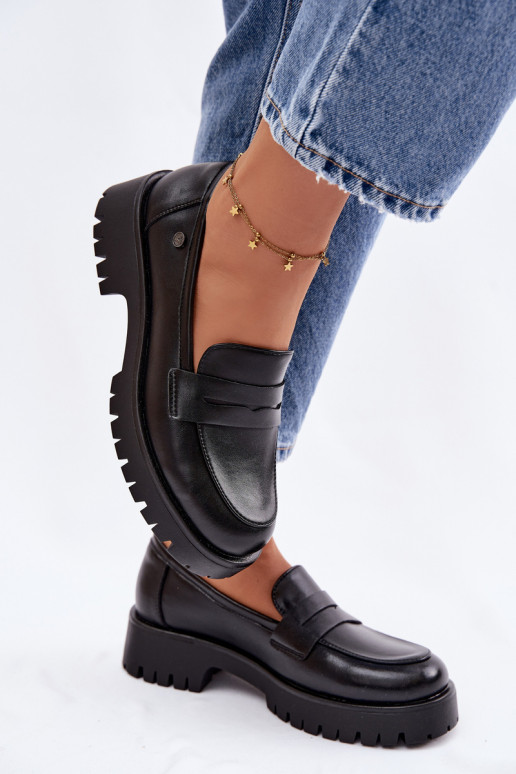 Leather Women's Moccasins Vinceza 18125 Black