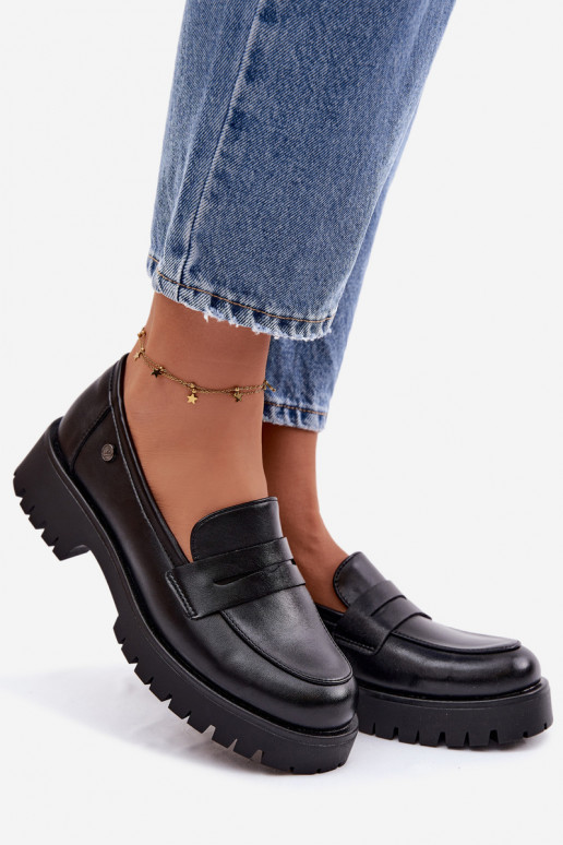 Leather Women's Moccasins Vinceza 18125 Black