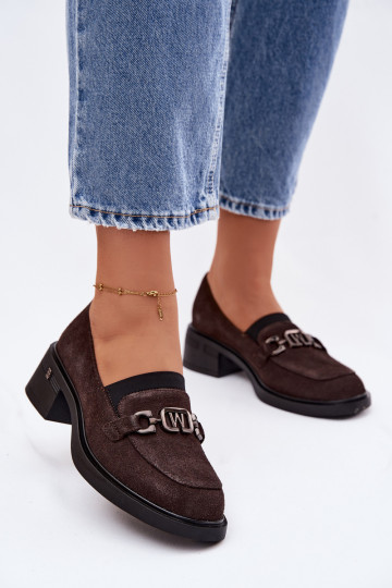 Women's Moccasins Made of Natural Suede Low Heel Vinceza 18127 Chocolate 2