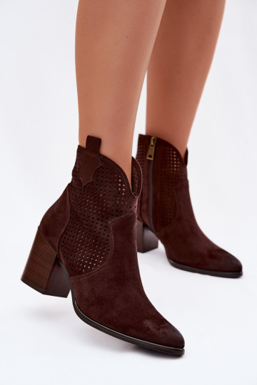 Women's Perforated Ankle Boots Vinceza 58640 Chocolate 2