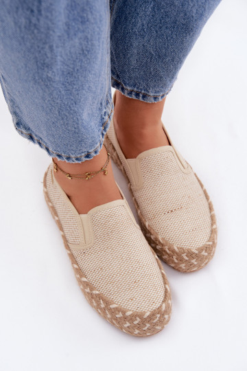 Women's Platform Espadrilles With Woven Details Lee Cooper LCW-26-31-4332 Beige