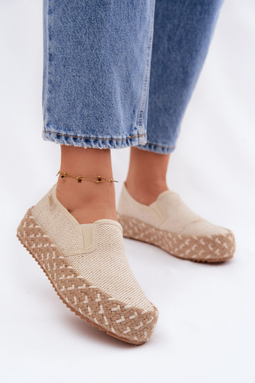 Espadryle Damskie Na PlatformiewithPlecionką Lee Cooper LCW-26-31-4332 Beżowe 2