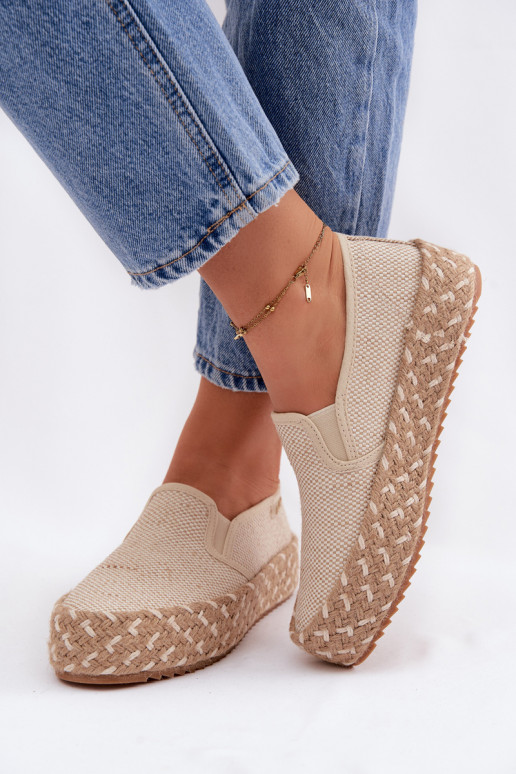 Espadryle Damskie Na PlatformiewithPlecionką Lee Cooper LCW-26-31-4332 Beżowe