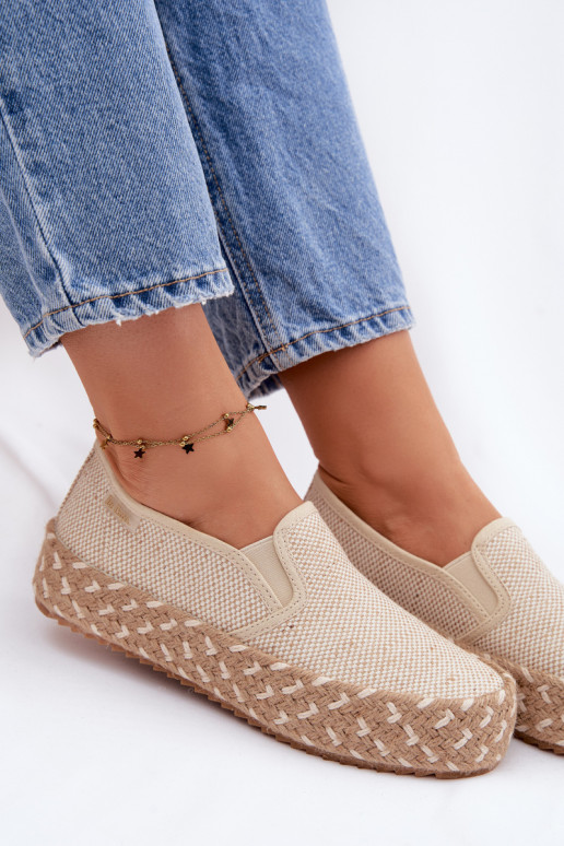 Espadryle Damskie Na PlatformiewithPlecionką Lee Cooper LCW-26-31-4332 Beżowe