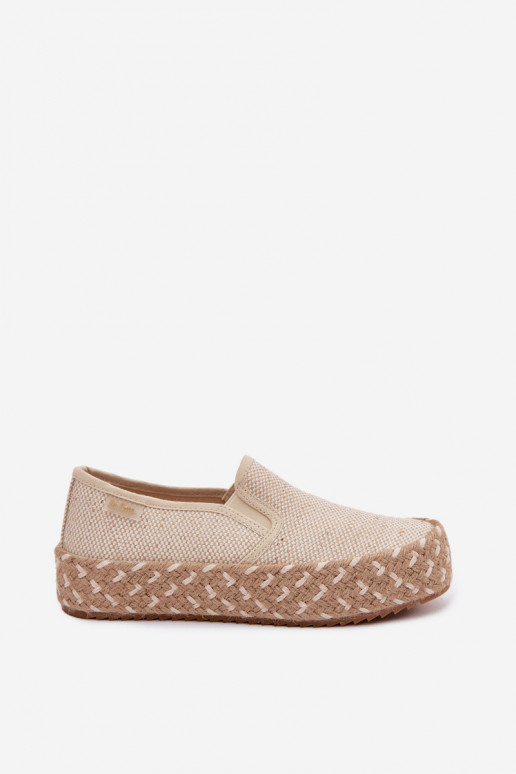 Women's Platform Espadrilles With Woven Details Lee Cooper LCW-26-31-4332 Beige