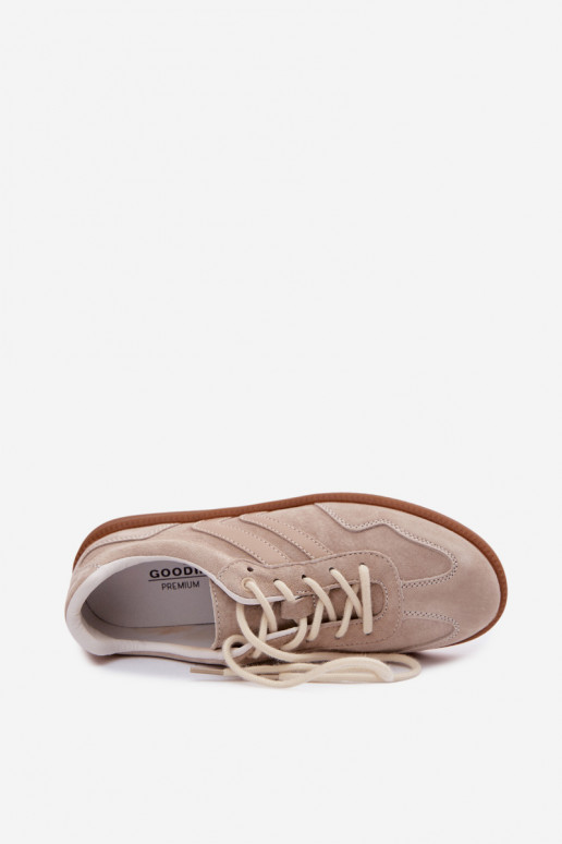 Women's Leather Suede Sneakers Low Beige Perinae