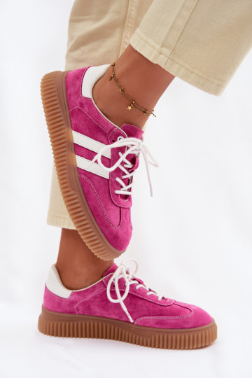 Women's Suede Sneakers on Platform Fuchsia Marisae