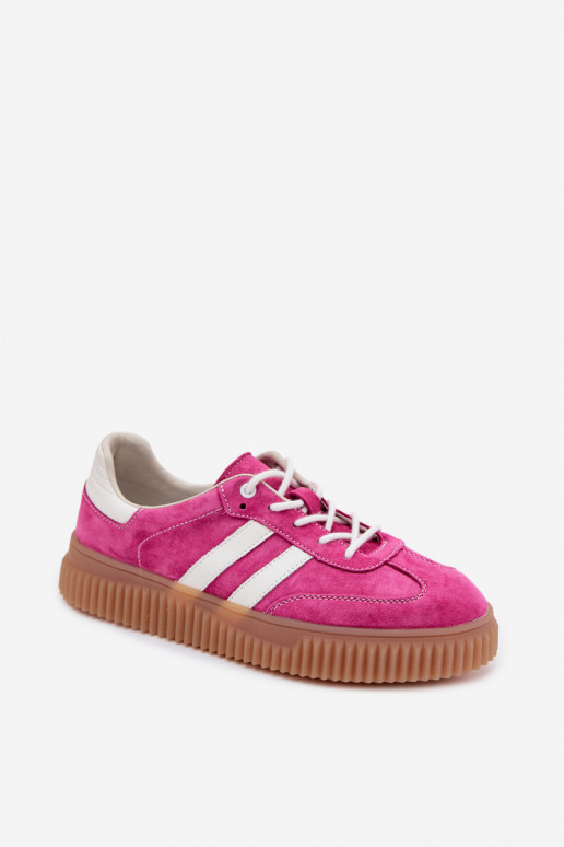 Women's Suede Sneakers on Platform Fuchsia Marisae