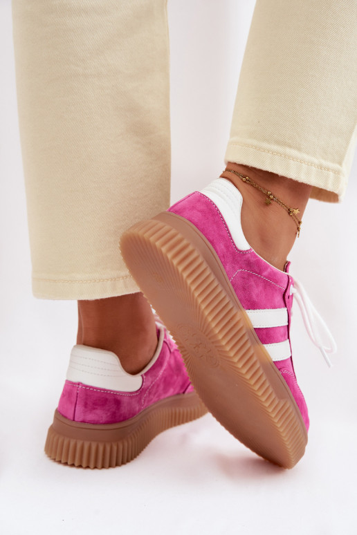Women's Suede Sneakers on Platform Fuchsia Marisae