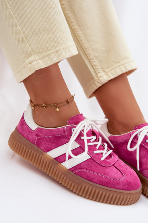 Women's Suede Sneakers on Platform Fuchsia Marisae