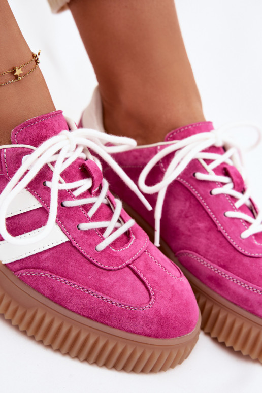 Women's Suede Sneakers on Platform Fuchsia Marisae