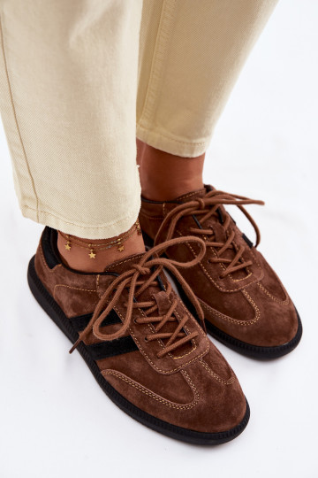 Leather Suede Women's Sneakers Brown Ismina