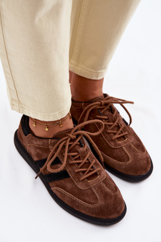 Leather Suede Women's Sneakers Brown Ismina