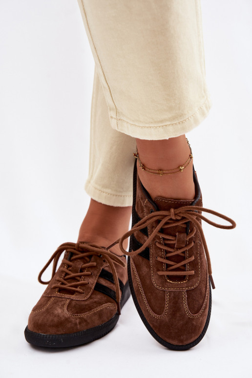 Leather Suede Women's Sneakers Brown Ismina