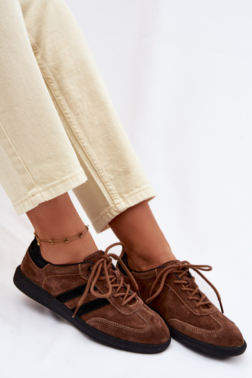 Leather Suede Women's Sneakers Brown Ismina