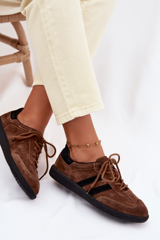 Leather Suede Women's Sneakers Brown Ismina