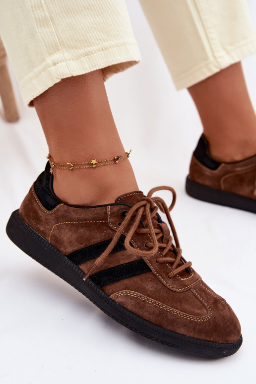 Leather Suede Women's Sneakers Brown Ismina