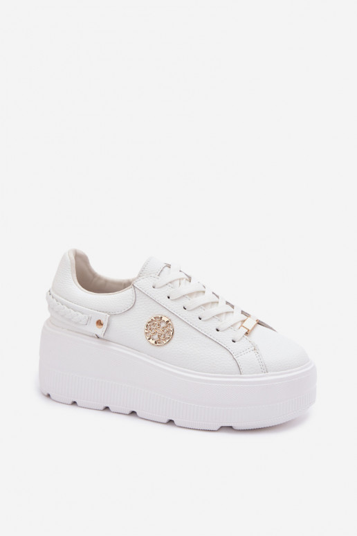 Leather Women's Sneakers On Platform D&A LR61-7095 White