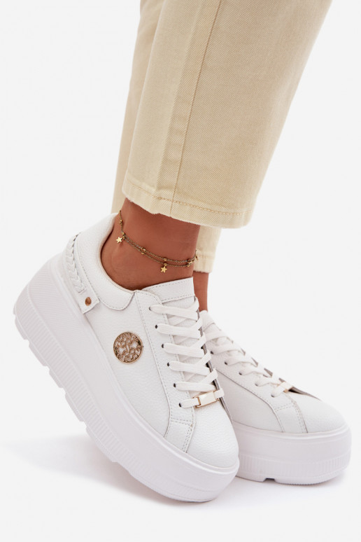 Leather Women's Sneakers On Platform D&A LR61-7095 White