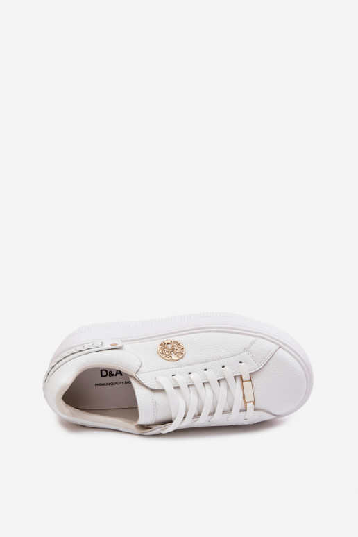 Leather Women's Sneakers On Platform D&A LR61-7095 White