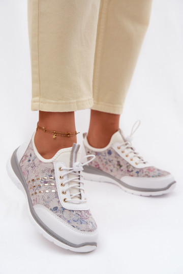 Patterned Leather Women's Loafers D&A GR61-5990 White 2