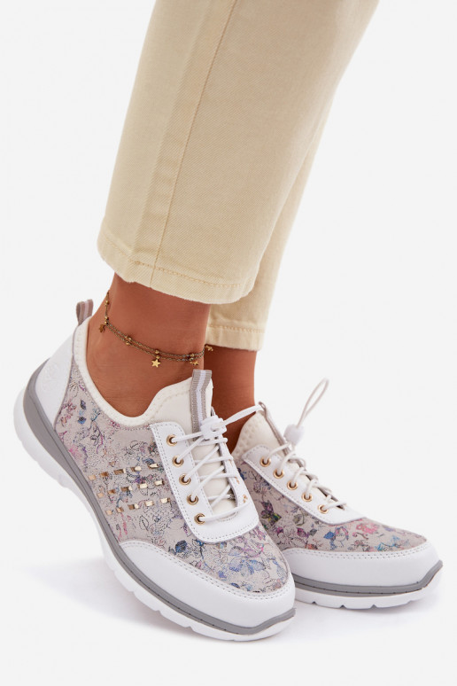 Patterned Leather Women's Loafers D&A GR61-5990 White