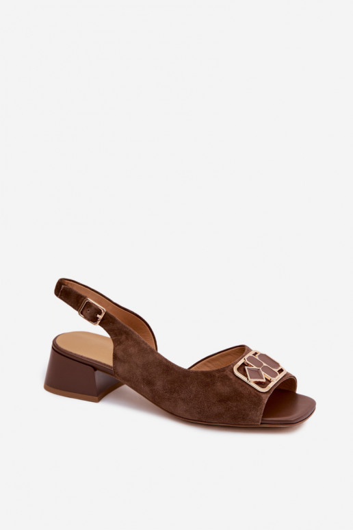 Elegant Suede Sandals with Heel D&A CE61-3127 Brown
