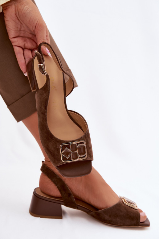 Elegant Suede Sandals with Heel D&A CE61-3127 Brown