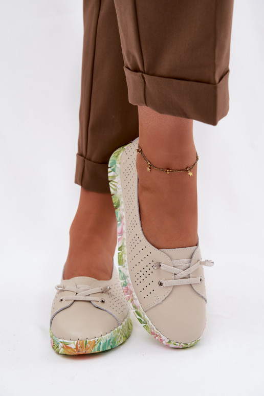 Leather Women's Loafers S.Barski GR61-5970 Beige