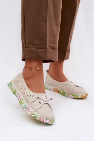 Leather Women's Loafers S.Barski GR61-5970 Beige 2