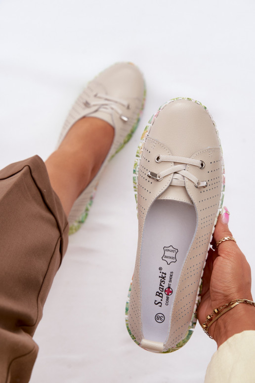 Leather Women's Loafers S.Barski GR61-5970 Beige